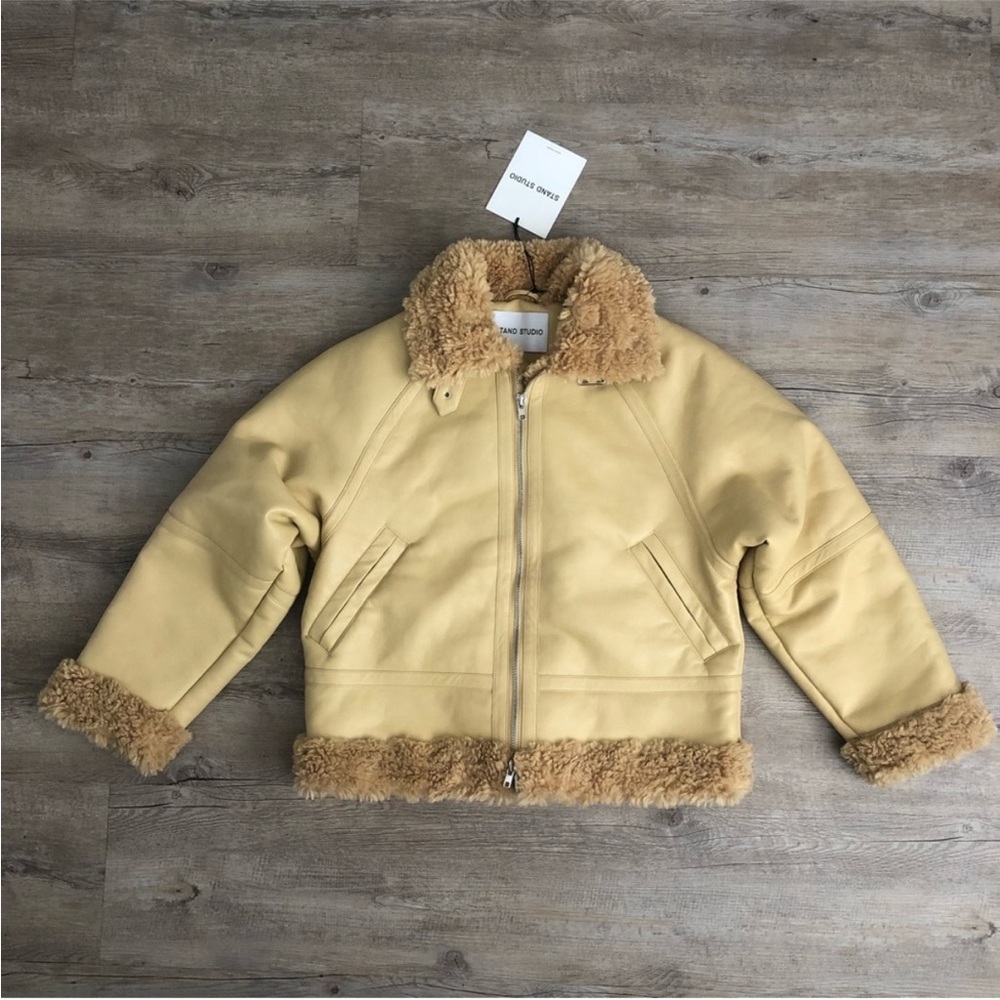 Stand Studio Tan Shearling Jacket - image 4